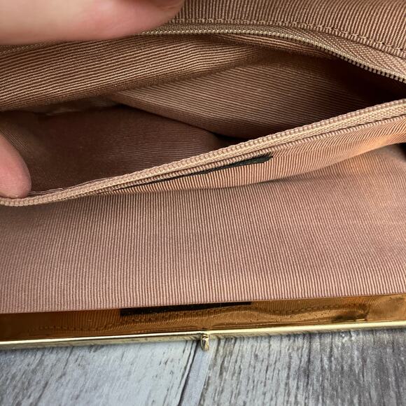 VTG Shirl Miller Purse Clutch Black Gold Framed Reptile Snake Glam Retro Boho - Picture 8 of 11